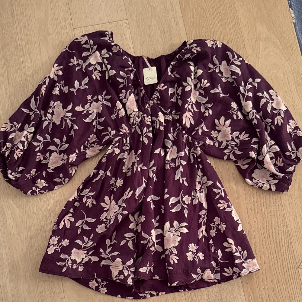 NWT Free People Deep Purple Floral Dress size M